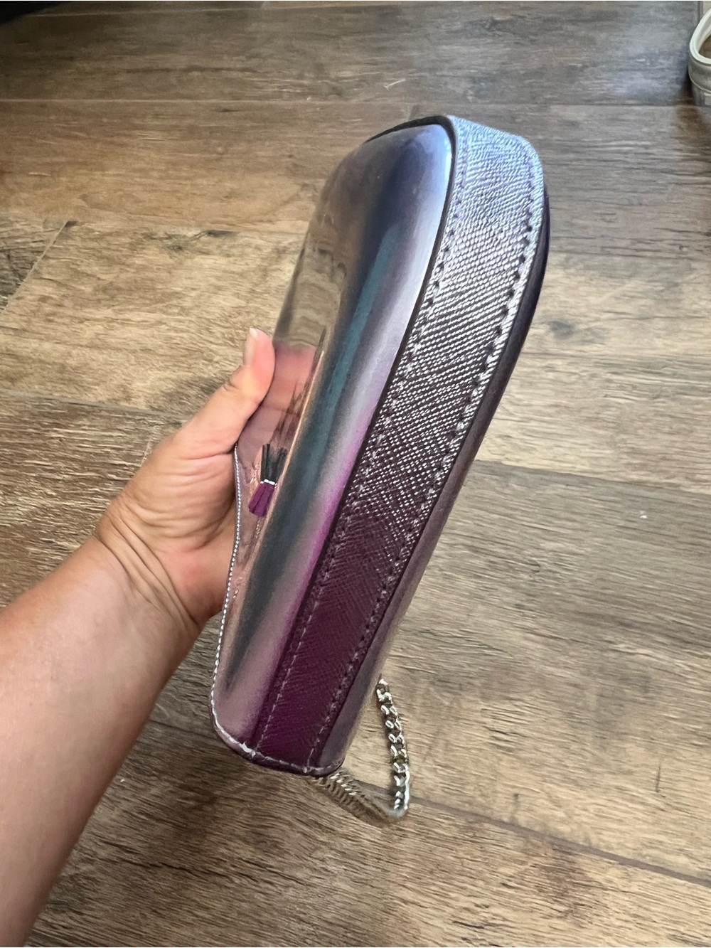 Kate Spade Kenzie Lilly Pochette Bag Metallic Lavender Grey Chain Strap - Picture 6 of 8